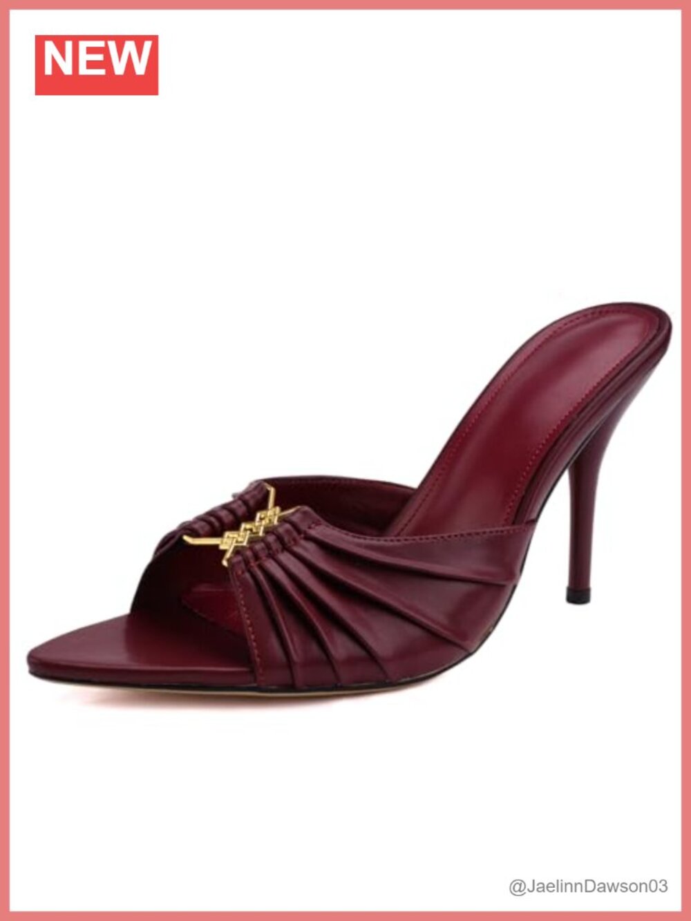 Women's Pointed Toe Stiletto Mules, Peep Toe, Faux Leather, Heeled Slip-On